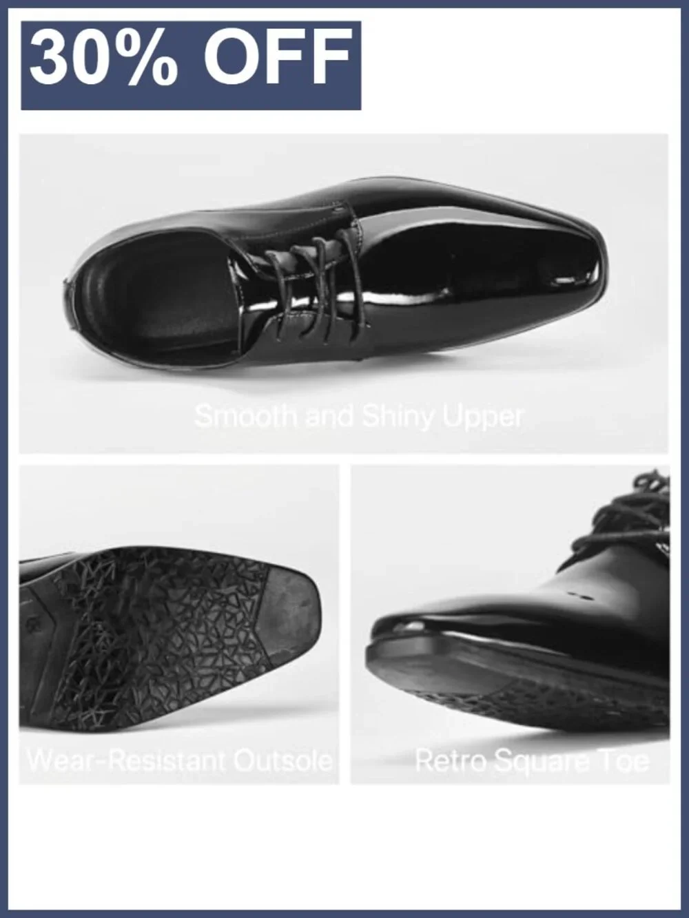 Mens Patent Leather Oxford Dress Shoes Formal Wedding Tuxedo Lace-Up